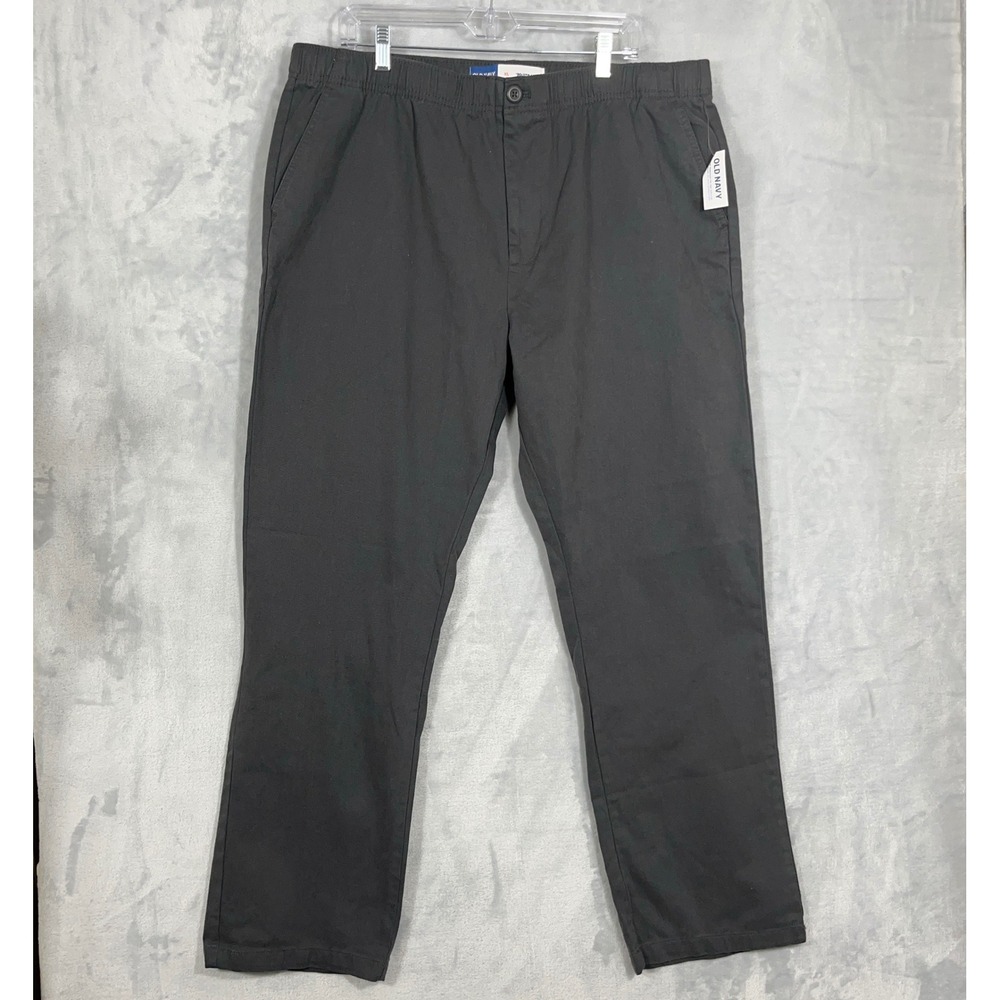 Old Navy Men Pants XL Gray 90s Straight Elastic Waist Cotton Grunge Skater Retro